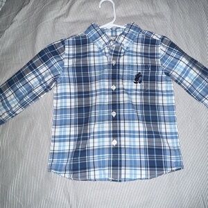 Disney Blue Plaid Button Down Shirt